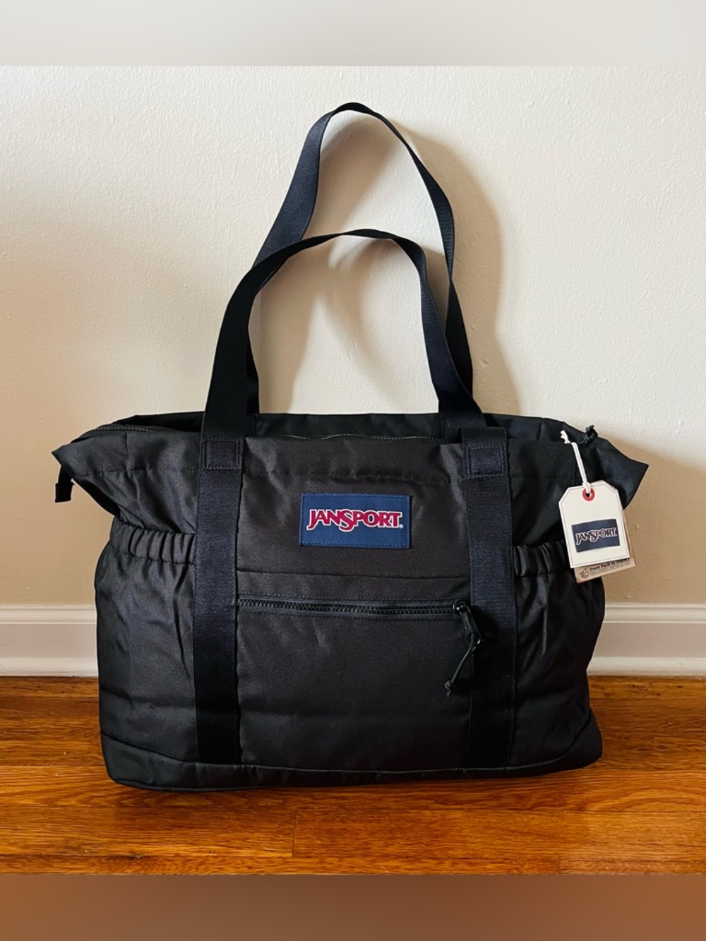 Jansport Black Duffel Tote Bag with Logo Patch